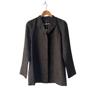 Eileen Fisher Silk Blend Jacquard Brown Black Blazer Jacket Small NWT